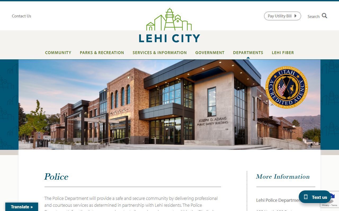 Lehi People Search police department page