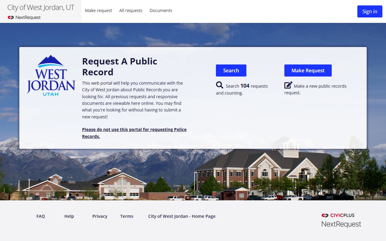 West Jordan People Search police NextRequest page