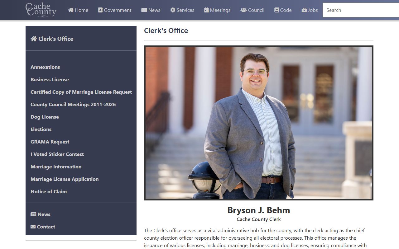 Cache County People Search clerk auditor screenshot