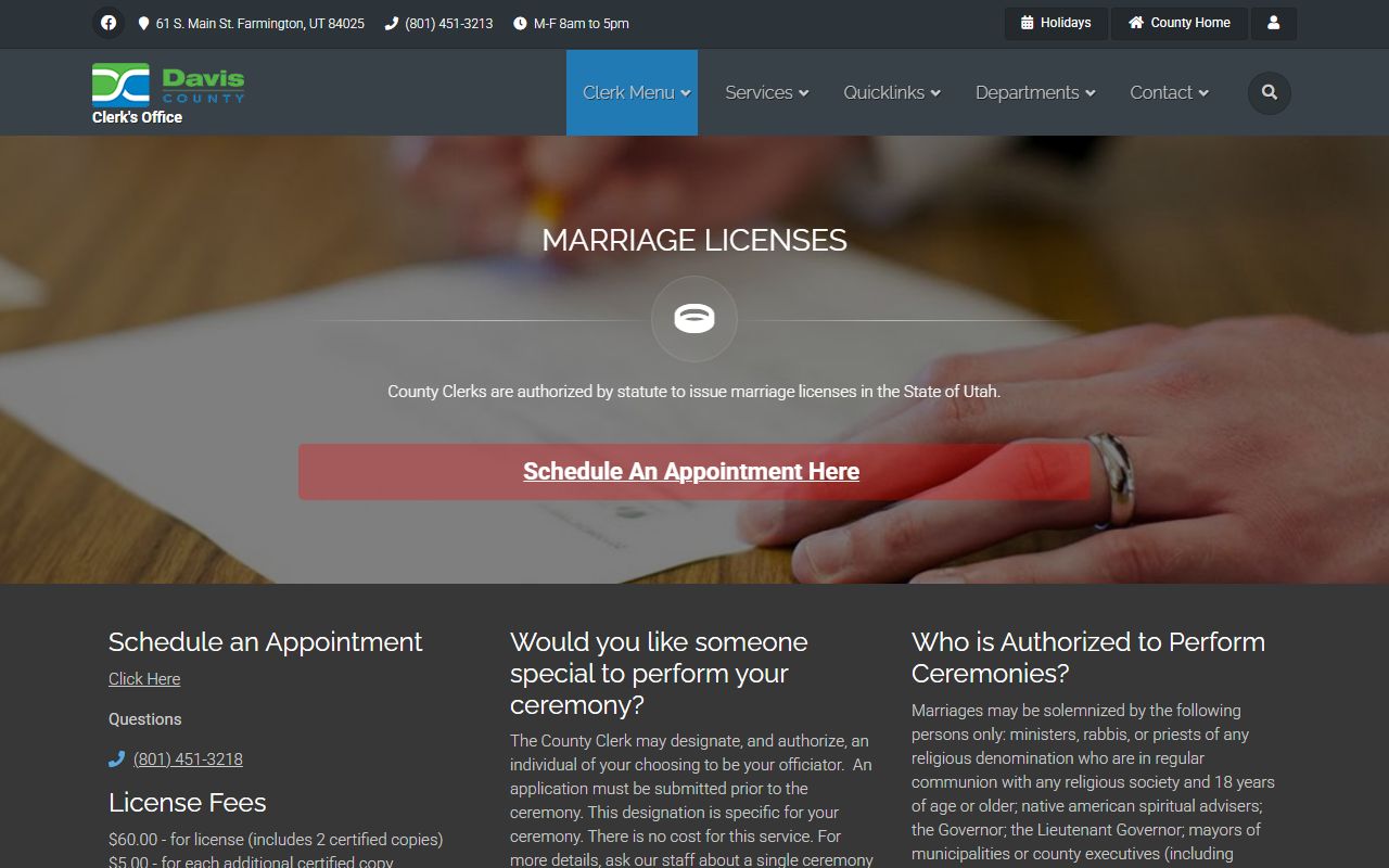 Davis County People Search marriage records screenshot