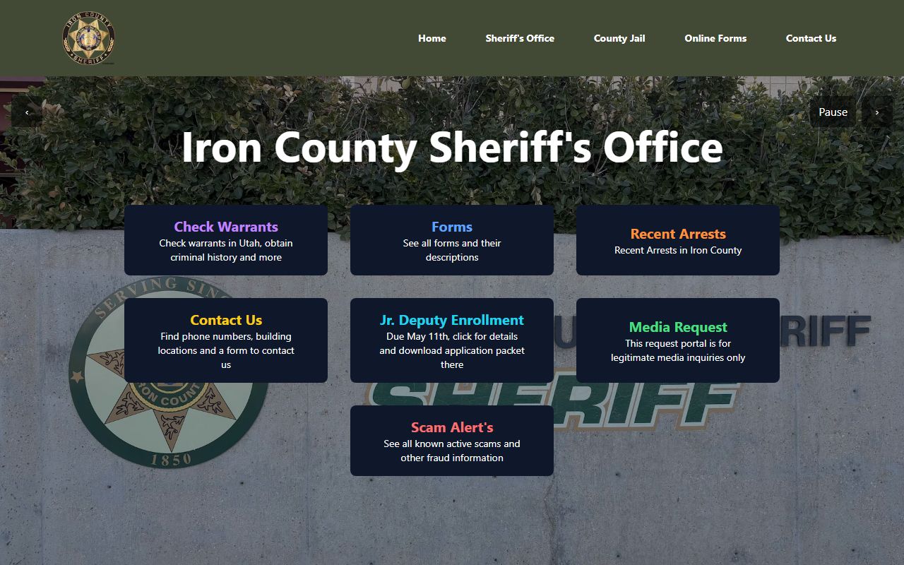 Iron County People Search sheriff office page