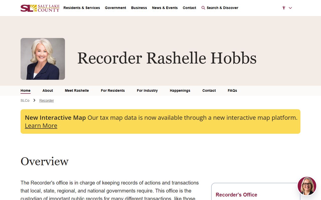 Salt Lake County People Search recorder property records page