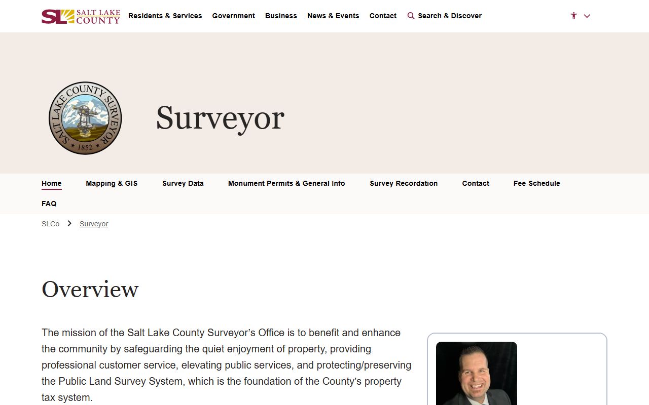 Salt Lake County People Search surveyor records page